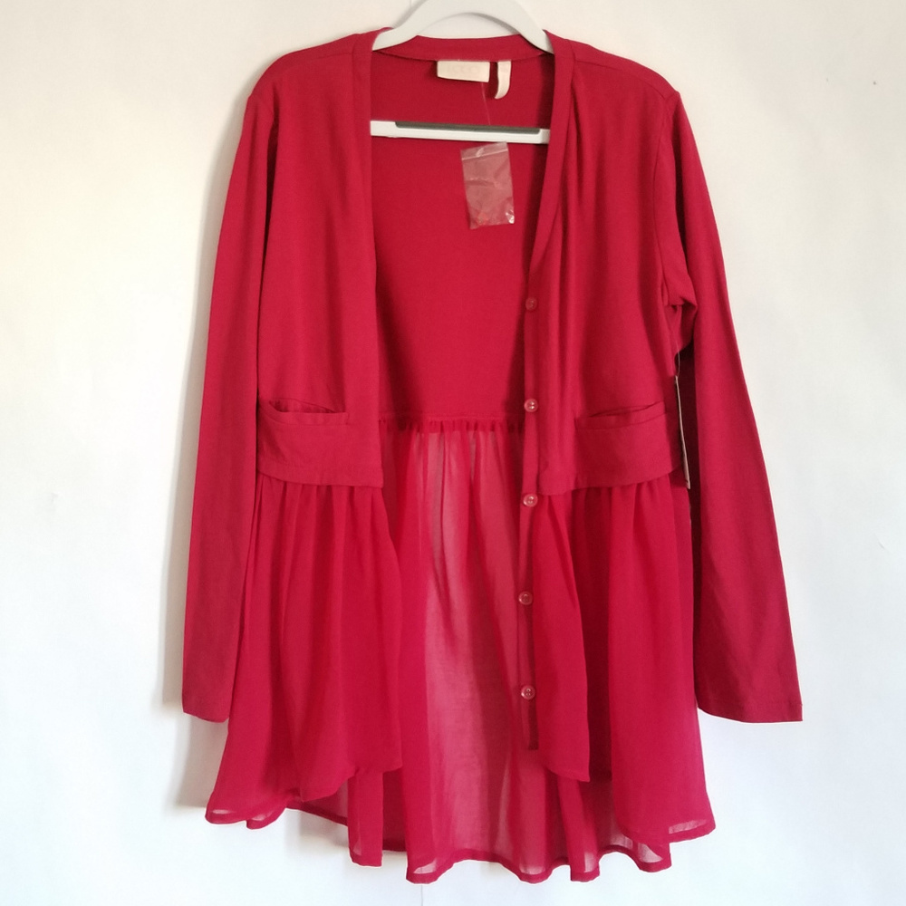 Red girls cardigan / lower half transparent